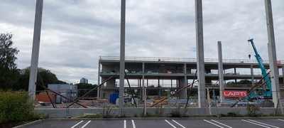 Unfinished construction site on a cloudy day