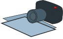 Cartoony graphic of a camera and some papers